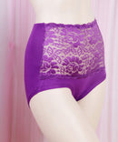 Women Girls Fashionable Lace Pattern Charms Underpants High Waist Underwear Under Clothing Accessory Purple