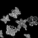 12pcs Exquisite Silver Butterfly Shape Charms Pendants Jewelry DIY