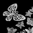 12pcs Exquisite Silver Butterfly Shape Charms Pendants Jewelry DIY