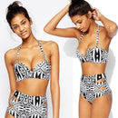 Women Girls Ladies Polyester Bandage Strappy Floral Bikini Push-up Unpadded Bra Swimsuit Bathing Swimwear M BC Cup