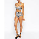 Women Girls Ladies Polyester Bandage Strappy Floral Bikini Push-up Unpadded Bra Swimsuit Bathing Swimwear M BC Cup