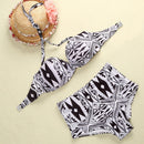 Women Girls Ladies Polyester Bandage Strappy Floral Bikini Push-up Unpadded Bra Swimsuit Bathing Swimwear M BC Cup