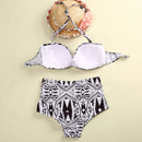 Women Girls Ladies Polyester Bandage Strappy Floral Bikini Push-up Unpadded Bra Swimsuit Bathing Swimwear M BC Cup