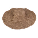 Women Fashionable Straw Pattern Wide Brim Hat Sun Beach Party Clothing Accessory Khaki