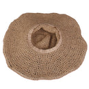 Women Fashionable Straw Pattern Wide Brim Hat Sun Beach Party Clothing Accessory Khaki