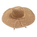 Women Fashionable Straw Pattern Wide Brim Hat Sun Beach Party Clothing Accessory Khaki