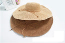 Women Fashionable Straw Pattern Wide Brim Hat Sun Beach Party Clothing Accessory Khaki