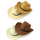 Fashionable Soft Comfortable Men Straw Cowboy Hat Cap Party Photography Props Khaki 36cm