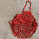 Portable Reusable Shopping Cotton Blend Mesh 10KG Bearing Weight Bag Hanging Accessory Red