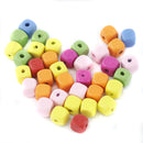 Pack of 100 Mixed Color Wooden Square Bead With Hole for DIY Craft Findings 10mm