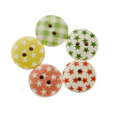 Pack of 100 Round Shaped Star Painted 2 Hole Wooden Sewing Buttons for Craft