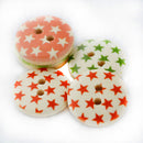 Pack of 100 Round Shaped Star Painted 2 Hole Wooden Sewing Buttons for Craft