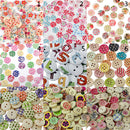 Pack of 100 Round Shaped Star Painted 2 Hole Wooden Sewing Buttons for Craft