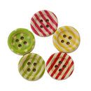 Pack of 100 Stripy Round Painted 4 Hole Wooden Sewing Buttons for Craft