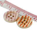 Pack of 100 Stripy Round Painted 4 Hole Wooden Sewing Buttons for Craft