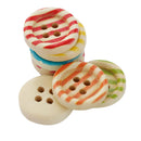 Pack of 100 Stripy Round Painted 4 Hole Wooden Sewing Buttons for Craft