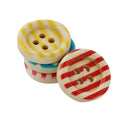 Pack of 100 Stripy Round Painted 4 Hole Wooden Sewing Buttons for Craft