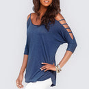 Women Fashionable Polyester Blouse Top Beach Party Supplies Summer Clothing Blue S