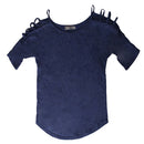 Women Fashionable Polyester Blouse Top Beach Party Supplies Summer Clothing Blue S