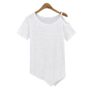 Women Fashionable Cotton Blend Loose Off Shoulder Shirt Top Blouse White M