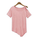 Women Fashionable Cotton Blend Loose Off Shoulder Shirt Top Blouse Pink XL