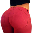 Women Fashionable Breathable Stretchable Elastic Pencil Pants Trousers Leggings Jeggings Red L