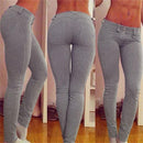 Women Fashionable Breathable Stretchable Elastic Pencil Pants Trousers Leggings Jeggings Gray M