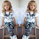 Cute Fashionable Baby Girls Short Sleeve Top With Pants Trousers Set Outfit Summer Clothing Accessory 120