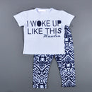 Cute Fashionable Baby Girls Short Sleeve Top With Pants Trousers Set Outfit Summer Clothing Accessory 130