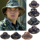 Men Polyester Boonie Cap Sun Bucket Brim Hat Fishing Hiking Sports Supplies 59cm Army Green