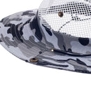 Men Women Canvas Mesh Bucket Hat Cap For Hiking Fishing Camping Riding Summer Clothing Accessory Black + White