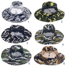 Men Women Canvas Mesh Bucket Hat Cap For Hiking Fishing Camping Riding Summer Clothing Accessory Black + White