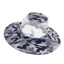 Men Women Canvas Mesh Bucket Hat Cap For Hiking Fishing Camping Riding Summer Clothing Accessory Black + White