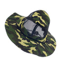 Men Women Canvas Mesh Bucket Hat Cap For Hiking Fishing Camping Riding Summer Clothing Accessory Black + Yellow