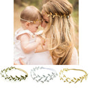 Set Of 2 PCS Lovely Baby Parents Natural Leaves Style Cloth Headband Headwear Photo Props Silver