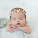 Lovely Baby Natural Leaves Style Cloth Headband Headwear Photo Props Baby Shower Decor Silver