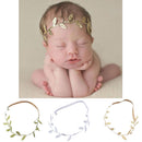 Lovely Baby Natural Leaves Style Cloth Headband Headwear Photo Props Baby Shower Decor Silver