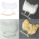 Set Of 2 PCS Lovely Baby Girls Artificial Feather Headband With Hair Wing Photo Props White + Gold