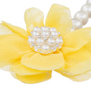 Cute Baby Girl Ribbon flower Chiffon Barefoot Sandals Shoes Beach Party Supplies Yellow 14cm