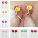 Cute Baby Girl Ribbon flower Chiffon Barefoot Sandals Shoes Beach Party Supplies Yellow 14cm
