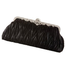Glossy Satin Two Inner Pouches Handheld Clutch Bag With Metal Chain Wedding Party Supplies Black