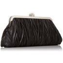 Glossy Satin Two Inner Pouches Handheld Clutch Bag With Metal Chain Wedding Party Supplies Black