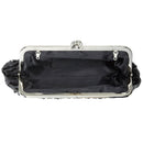 Glossy Satin Two Inner Pouches Handheld Clutch Bag With Metal Chain Wedding Party Supplies Black