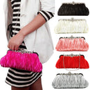 Glossy Satin Two Inner Pouches Handheld Clutch Bag With Metal Chain Wedding Party Supplies Black