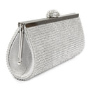 Crystal Diamante Two Inner Pouches Handheld Clutch Bag With Metal Chain Wedding Party Supplies Silver