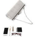 Crystal Diamante Two Inner Pouches Handheld Clutch Bag With Metal Chain Wedding Party Supplies Silver