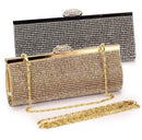 Crystal Diamante Two Inner Pouches Handheld Clutch Bag With Metal Chain Wedding Party Supplies Silver
