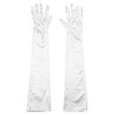 Women Ladies Fashionable Opera Evening Wedding Bridal Prom Party Long Satin Gloves 1 Pair White