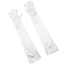 Women Ladies Fashionable Opera Evening Wedding Bridal Prom Party Long Satin Gloves 1 Pair White