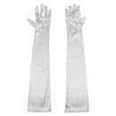Women Ladies Fashionable Opera Evening Wedding Bridal Prom Party Long Satin Gloves 1 Pair Silver